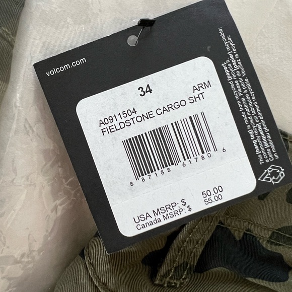Volcom Cargo Camo Shorts Size 34 NWT - Picture 4 of 5
